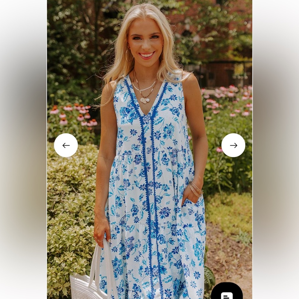 entro White Maxi Dress with Blue Floral Print - Picture 11 of 11